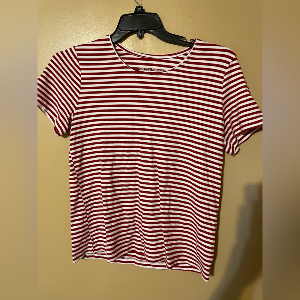 Rebecca Malone Red & White Striped T Shirt